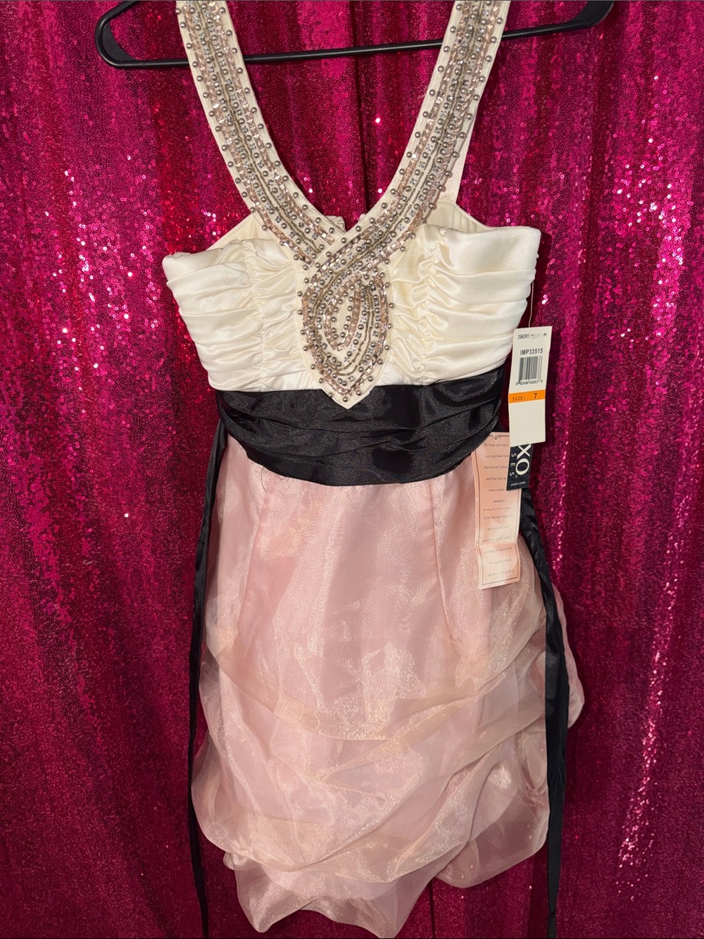 VINTAGE Y2K NWT XOXO Beaded Bubble Dress Pink Coquette